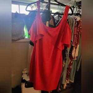 RED COLD SHOULDER DRESS